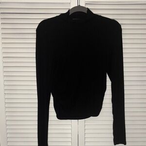 Ambiance High Neck Black Long Sleeve Shirt